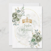 Sage Groene Prinses Bloemen Gouden Kroon Quiñceane Kaart (Achterkant)