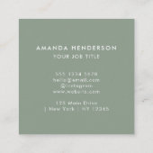 Sage Groene QR Code L Professionele Schone Elegant Vierkante Visitekaartje (Achterkant)