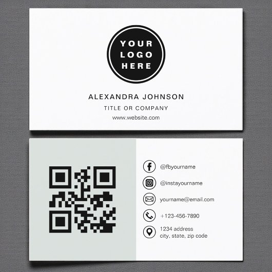 Sage Groene QR-code social media Visitekaartje