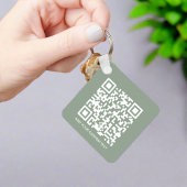 Sage Groene QR Code & Zakelijke Logo Promotie Sleutelhanger