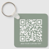 Sage Groene QR Code & Zakelijke Logo Promotie Sleutelhanger (Voorkant)