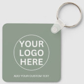 Sage Groene QR Code & Zakelijke Logo Promotie Sleutelhanger (Achterkant)