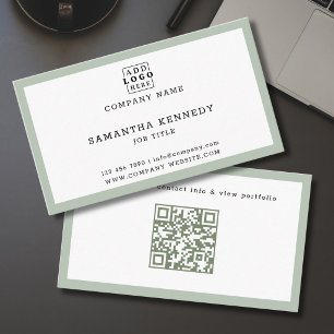 Sage Groene Rand QR-code Professionele Aangepaste Visitekaartje