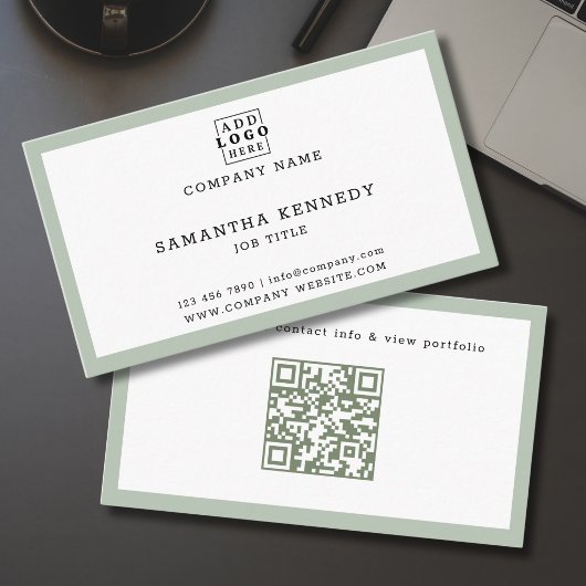 Sage Groene Rand QR-code Professionele Aangepaste Visitekaartje
