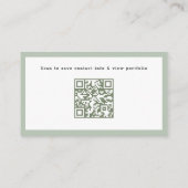 Sage Groene Rand QR-code Professionele Aangepaste Visitekaartje (Achterkant)