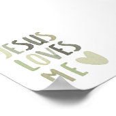 Sage groene regenboog Jesus loves me poster (Hoek)