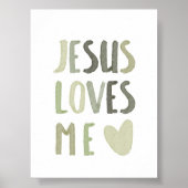Sage groene regenboog Jesus loves me poster (Voorkant)