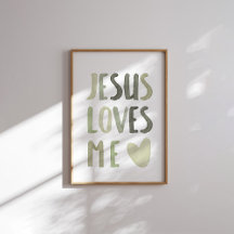 Sage groene regenboog Jesus loves me poster