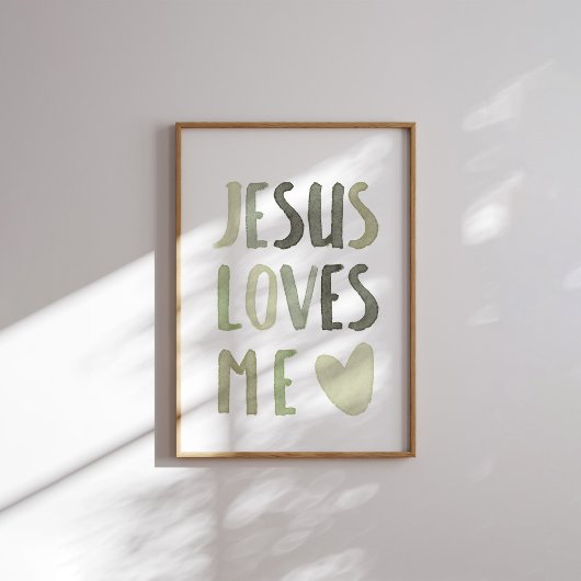 Sage groene regenboog Jesus loves me poster