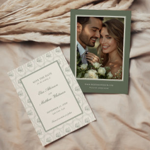 Sage Groene Roos Bruiloft Save The Date