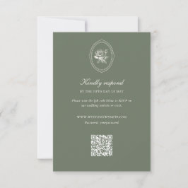Sage Groene Roos Huwelijksdetails RSVP Kaartje