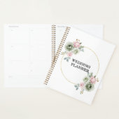 Sage Groene & Roze Bloemen Weddingplanner Planner (Display)