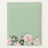 Sage Groene & Roze Bloemen Weddingplanner Planner (Achterkant)