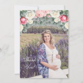 Sage Groene Rozen Baby shower Foto Dank u kaart (Voorkant)