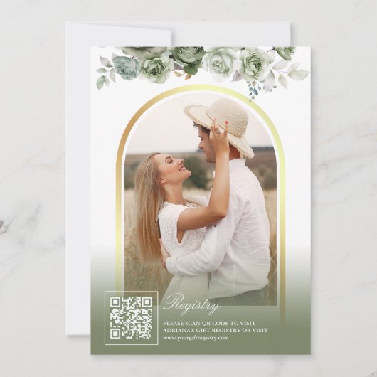 Sage Groene Rozen Bloemen Tea Party Vrijgezellenfe Kaart (Achterkant)