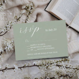 Sage groene rsvp kalligrafie bruiloft rsvp kaarten kaartje