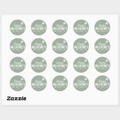 Sage Groene Rustieke Typografie Gelukkige Valentij Ronde Sticker (Vel)