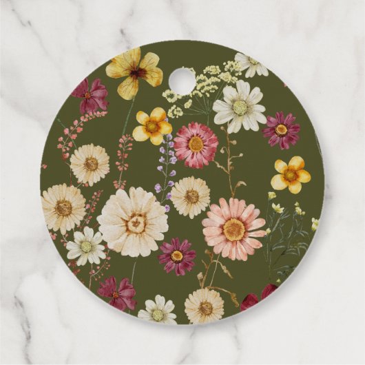 Sage groene rustieke wilde bloem bedankjes labels (Achterkant)