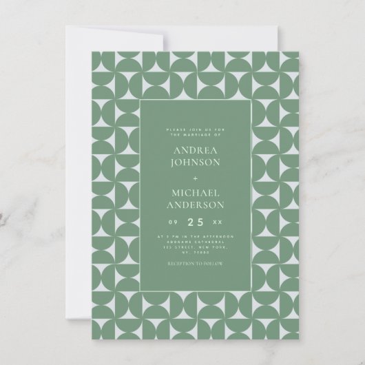 Sage Groene Sage Geometrische Mid Century Mod Brui Kaart (Voorkant)