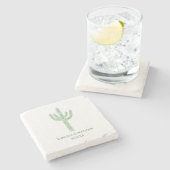 Sage Groene Saguaro Cactus Trouwgunst Stenen Onderzetter (Zijkant)