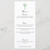 Sage Groene Saguaro Cactus Verticaal Bruiloft Menu (Voorkant)