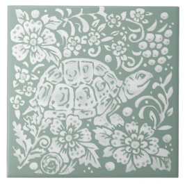  Sage Groene Schildpad Bos Slak Bosgrond Tegeltje