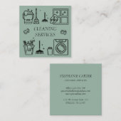 Sage Groene Schoonmakende Diensten Commercieel Bin Vierkante Visitekaartje (Voorkant / Achterkant)