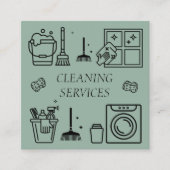 Sage Groene Schoonmakende Diensten Commercieel Bin Vierkante Visitekaartje (Voorkant)