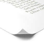 Sage Groene Script Elegante 16 Tafel Zitplaats Cha Poster (Hoek)