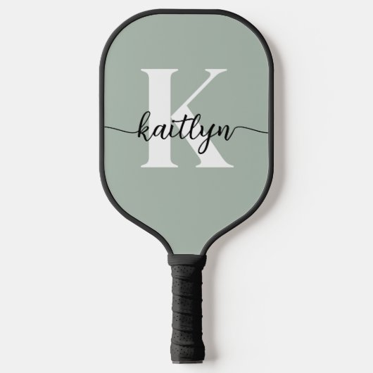 Sage Groene Script Monogram Pickleball Paddle (Voorkant)