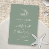 Sage Groene Shell Strand Ocean Bestemming Bruiloft Save The Date