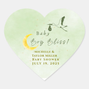 Sage Groene Sterrenhemel Baby Boy Bliss Speciale L Hart Sticker