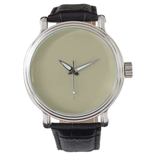 Sage Groene Stevige Kleur | Klassiek | Elegant Horloge (Voorkant)