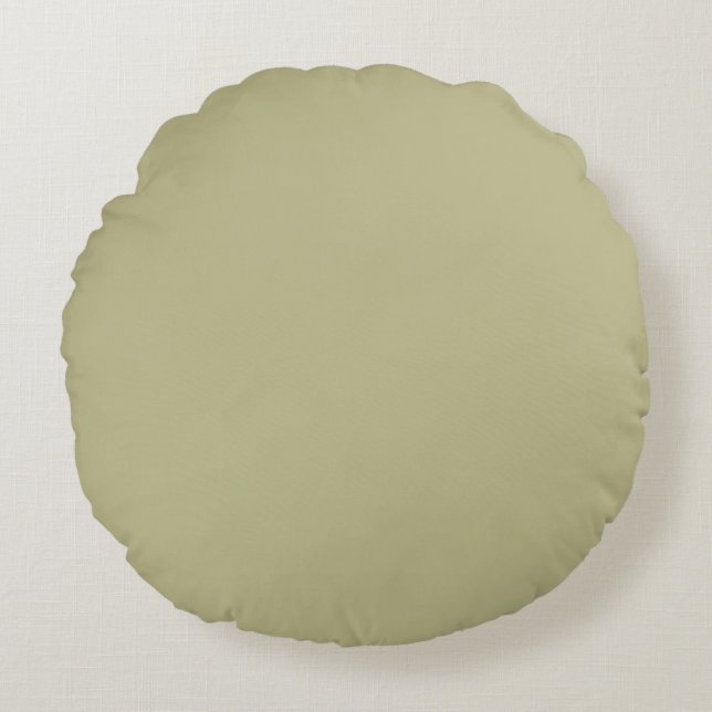 Sage Groene Stevige Kleur | Klassiek | Elegant Rond Kussen (Voorkant)