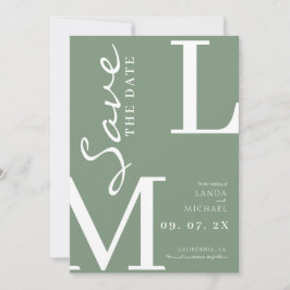 Sage groene stijlvolle monogram bruiloft save the date