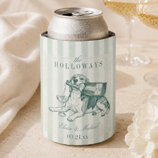 Sage Groene Streep Beagle Champagne Trouwfeest Blikjeskoeler