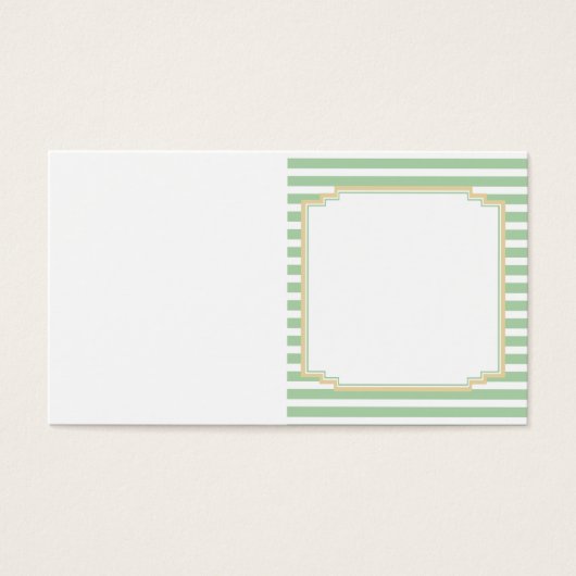 Sage Groene Streep Bi-Fold Label Visitekaartjes (Voorkant)