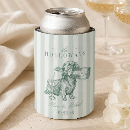 Sage Groene Streep Dachshund Champagne Bruiloft Blikjeskoeler