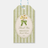 Sage groene streep retro elegant vrijgezellenfeest cadeaulabel (Voorkant)
