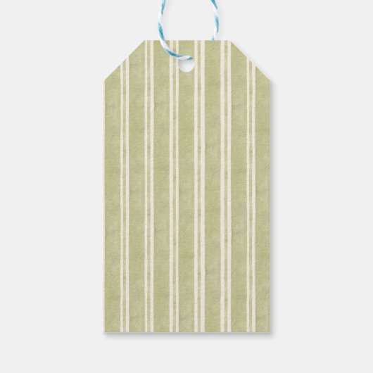 Sage groene streep retro elegant vrijgezellenfeest cadeaulabel (Achterkant)