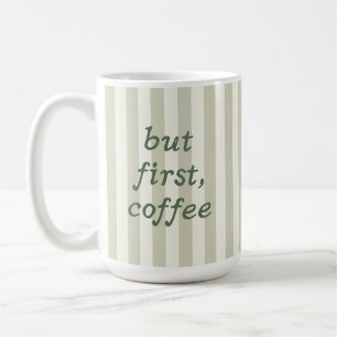 Sage Groene Streep Trendy Gezellige Minimalistisch Koffiemok