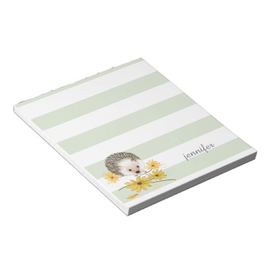 Sage groene strepen Egel notitieblok (Schuin)