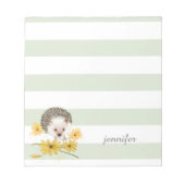 Sage groene strepen Egel notitieblok (Voorkant)