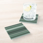 Sage-groene strepen glazen onderzetter (Schuin)