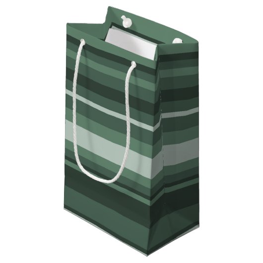 Sage-groene strepen klein cadeauzakje (Voorkant Gekanteld)