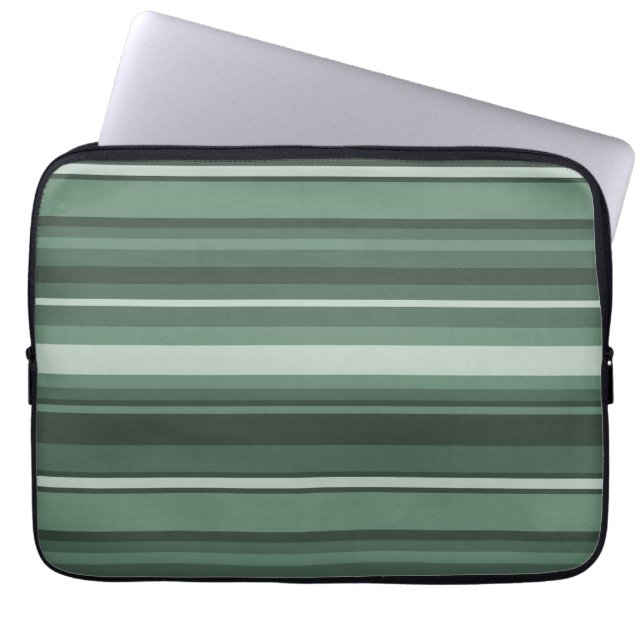 Sage-groene strepen laptop sleeve (Voorkant)