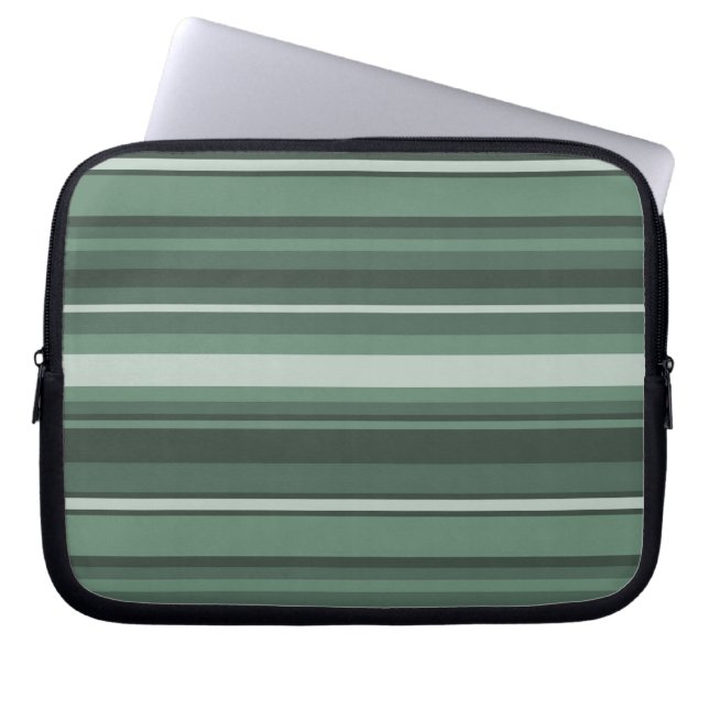 Sage-groene strepen laptop sleeve (Voorkant)