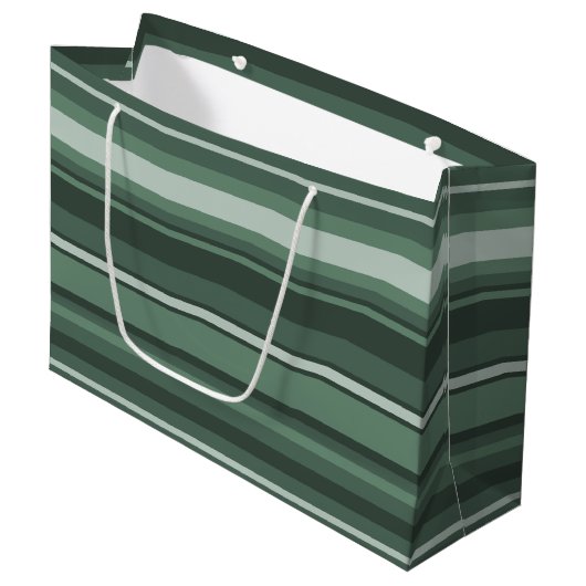 Sage-groene strepen large cadeautasje (Voorkant Gekanteld)