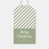 Sage Groene Strepen Vrolijk Kerstfeest Cadeaulabel (Voorkant)