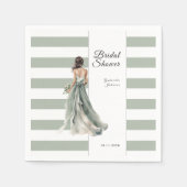 Sage Groene Strepen Waterverf Bruid Vrijgezellenfe Servet (Voorkant)